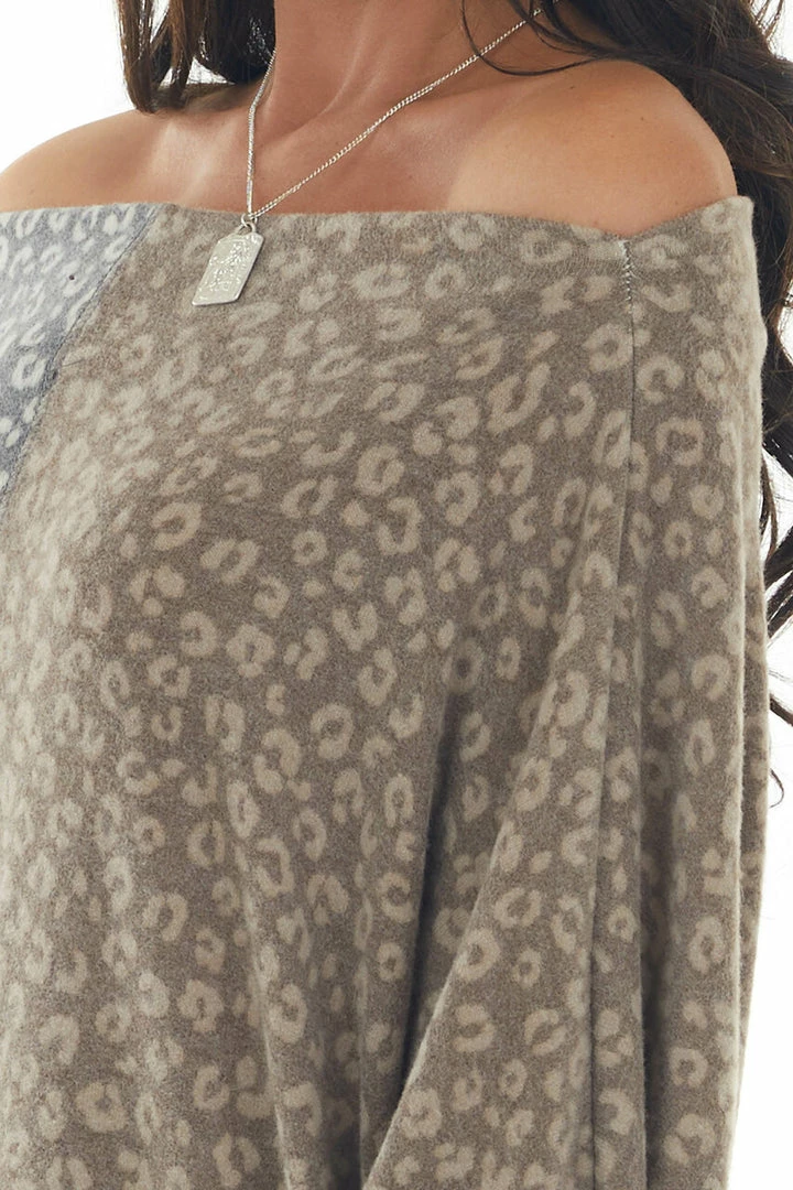 143 Story Light Walnut Leopard Print Colorblock Knit Top Tops 10 143 Story Light Walnut Leopard Print Colorblock Knit Top Tops