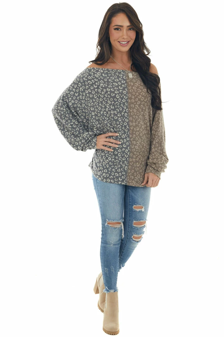 143 Story Light Walnut Leopard Print Colorblock Knit Top Tops 6 143 Story Light Walnut Leopard Print Colorblock Knit Top Tops