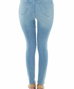 Cello Jeans Light Wash Distressed High Rise Skinny Jeans Bottoms