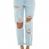 Just Panmaco Bottoms Light Wash High Rise Boyfriend Heavy Distressed Denim Jeans