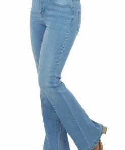YMI Bottoms Light Wash High Rise Flare Jeans With Zipper Fly