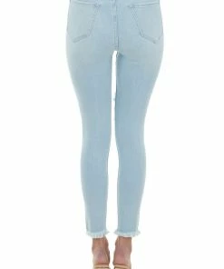 Cello Jeans Light Wash High Rise Frayed Hem Skinny Jeans Bottoms