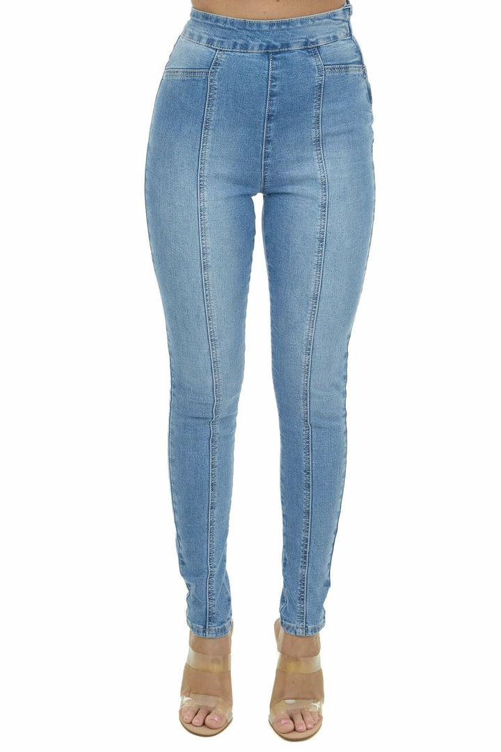 Flying Tomato Light Wash High Rise Front Seam Skinny Jeans Bottoms 3 Flying Tomato Light Wash High Rise Front Seam Skinny Jeans Bottoms