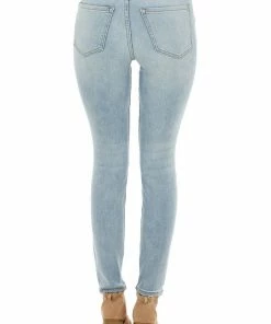 Sneak Peek Light Wash High Rise Knee Torn Skinny Jeans Bottoms