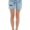 Judy Blue Bottoms Light Wash High Rise Mid Length Patched Shorts