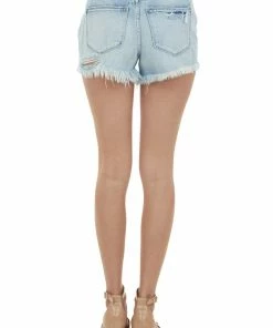 American Fit Bottoms Light Wash High Rise Torn Double Button Shorts 8 American Fit Bottoms Light Wash High Rise Torn Double Button Shorts