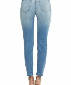 KanCan Bottoms Light Wash High Rise Boyfriend Jeans With Leopard Patches