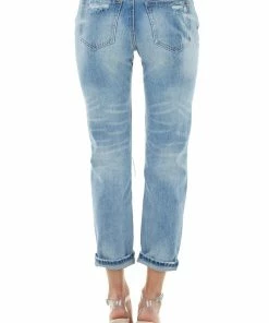 Special A Bottoms Light Wash Mid Rise Distressed Cuffed Jeans With Relaxed Fit 14 Special A Bottoms Light Wash Mid Rise Distressed Cuffed Jeans With Relaxed Fit