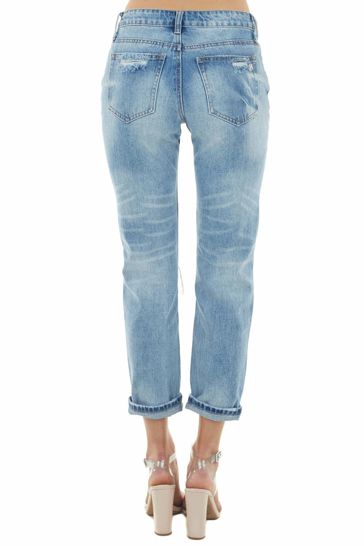 Special A Bottoms Light Wash Mid Rise Distressed Cuffed Jeans With Relaxed Fit 5 Special A Bottoms Light Wash Mid Rise Distressed Cuffed Jeans With Relaxed Fit