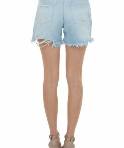 KanCan Bottoms Light Washed High Rise Torn Boyfriend Shorts