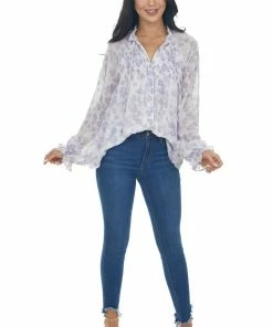 Entro Tops Lilac Long Sleeve Floral Button Up Blouse 17 Entro Tops Lilac Long Sleeve Floral Button Up Blouse
