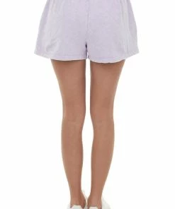 Trend Notes Lilac Mineral Wash French Terry Elastic Shorts Bottoms