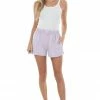 Trend Notes Lilac Mineral Wash French Terry Elastic Shorts Bottoms