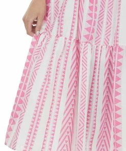 Umgee Magenta Abstract Striped Sleeveless Midi Dress 18 Umgee Magenta Abstract Striped Sleeveless Midi Dress