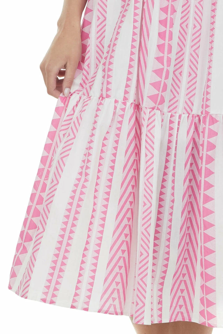 Umgee Magenta Abstract Striped Sleeveless Midi Dress 9 Umgee Magenta Abstract Striped Sleeveless Midi Dress