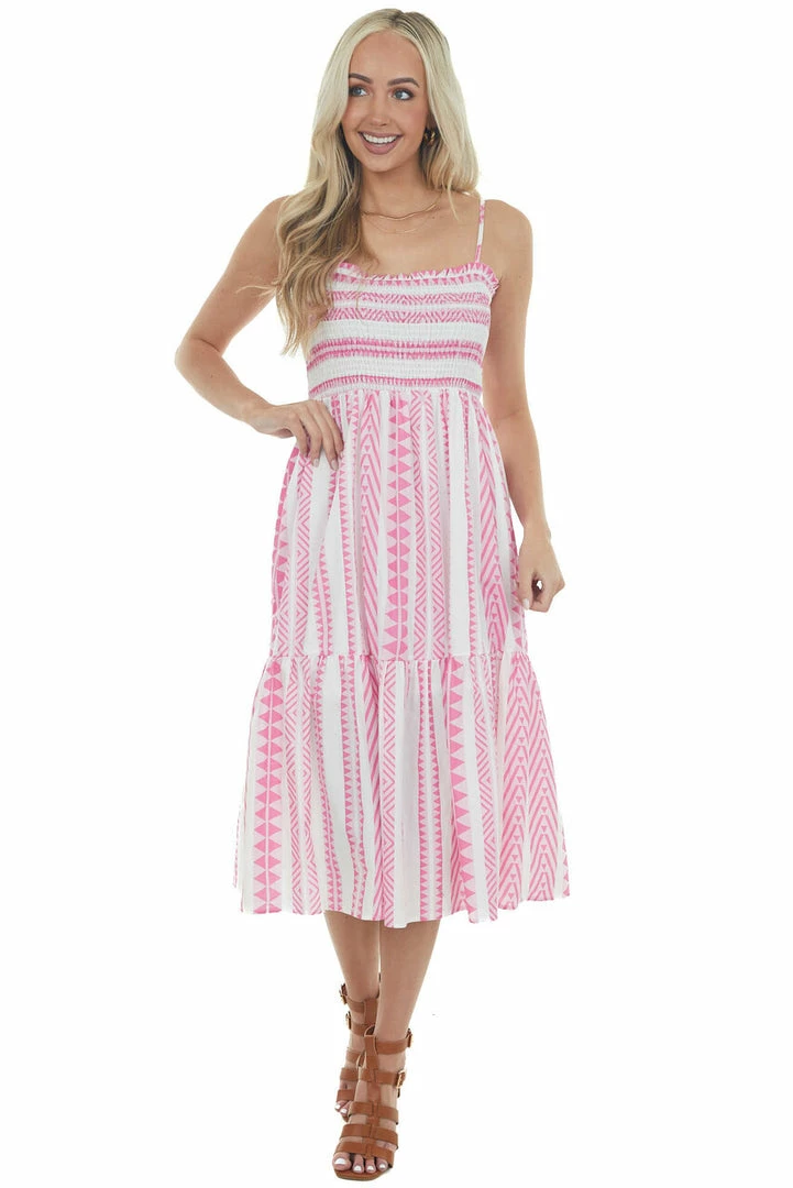 Umgee Magenta Abstract Striped Sleeveless Midi Dress 3 Umgee Magenta Abstract Striped Sleeveless Midi Dress