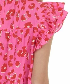Jodifl Magenta Leopard Babydoll Style Short Dress
