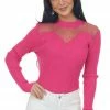 143 Story Tops Magenta Long Sleeve Mesh Yoke Ribbed Knit Top 1 143 Story Tops Magenta Long Sleeve Mesh Yoke Ribbed Knit Top