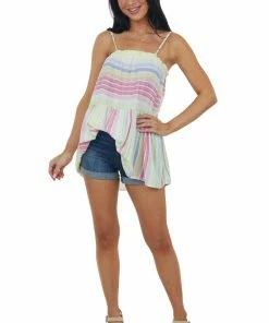 Staccato Magenta Multi Striped Sleeveless Tank Top 10 Staccato Magenta Multi Striped Sleeveless Tank Top