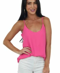 FSL APPAREL Magenta Scoop Neck Adjustable Strap Cami