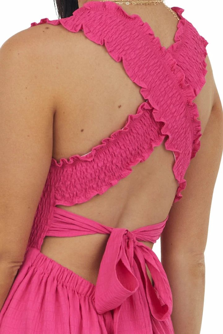 Davi & Dani Magenta Smocked Sleeveless Woven Maxi Dress 10 Davi & Dani Magenta Smocked Sleeveless Woven Maxi Dress