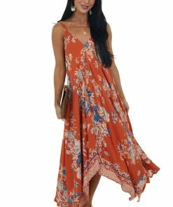 ANGIE Dresses Marmalade Floral Print Handkerchief Hemline Dress 12 ANGIE Dresses Marmalade Floral Print Handkerchief Hemline Dress