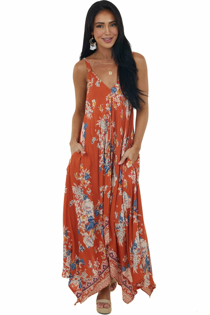 ANGIE Dresses Marmalade Floral Print Handkerchief Hemline Dress 7 ANGIE Dresses Marmalade Floral Print Handkerchief Hemline Dress