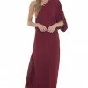 Eesome Maroon One Shoulder Elastic Waist Maxi Dress 2 Eesome Maroon One Shoulder Elastic Waist Maxi Dress
