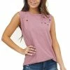American Chic Tops Marsala Muscle Tank With Laser Cutout Details