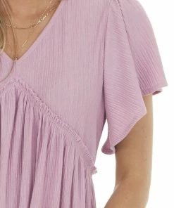 Hailey & Co Tops Mauve Flutter Sleeve Empire Waist Ruffle Top 13 Hailey & Co Tops Mauve Flutter Sleeve Empire Waist Ruffle Top
