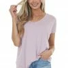 ANGIE Tops Mauve Oversized V Neck Short Sleeve Top 2 ANGIE Tops Mauve Oversized V Neck Short Sleeve Top