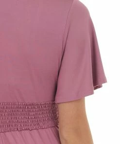 Dress Day Mauve Short Sleeve Empire Waist Maxi Dress