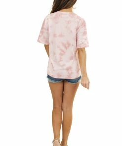 HYFVE Mauve Tie Dye Short Sleeve Knit T Shirt Top
