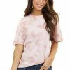 HYFVE Mauve Tie Dye Short Sleeve Knit T Shirt Top