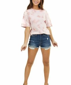 HYFVE Mauve Tie Dye Short Sleeve Knit T Shirt Top