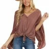 Listicle Mauve Waffle Knit Button Up Top With Trumpet Sleeves Tops