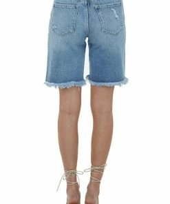 KanCan Bottoms Medium Acid Wash Distressed Bermuda Shorts