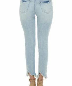 Special A Bottoms Medium Denim High Rise Distressed Frayed Jeans