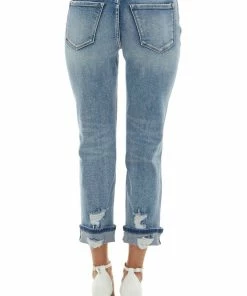 Vervet Bottoms Medium High Rise Distressed Boyfriend Jeans