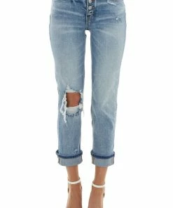 Vervet Bottoms Medium High Rise Distressed Boyfriend Jeans