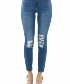 Cello Jeans Medium Mid Rise Distressed Knee Skinny Jeans Bottoms