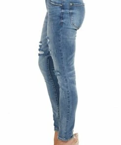 Special A Bottoms Medium Wash Denim Mid Rise Distressed Skinny Jeans