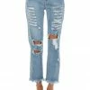 Cello Jeans Medium Wash Distressed High Rise Jeans With Frayed Detail