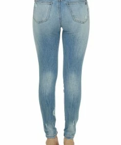 Special A Bottoms Medium Wash Distressed High Rise Skinny Jeans