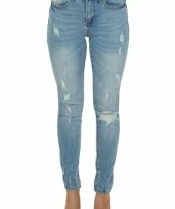 Special A Bottoms Medium Wash Distressed High Rise Skinny Jeans