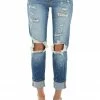 KanCan Medium Wash Distressed Jeans With Paint Splatter Details