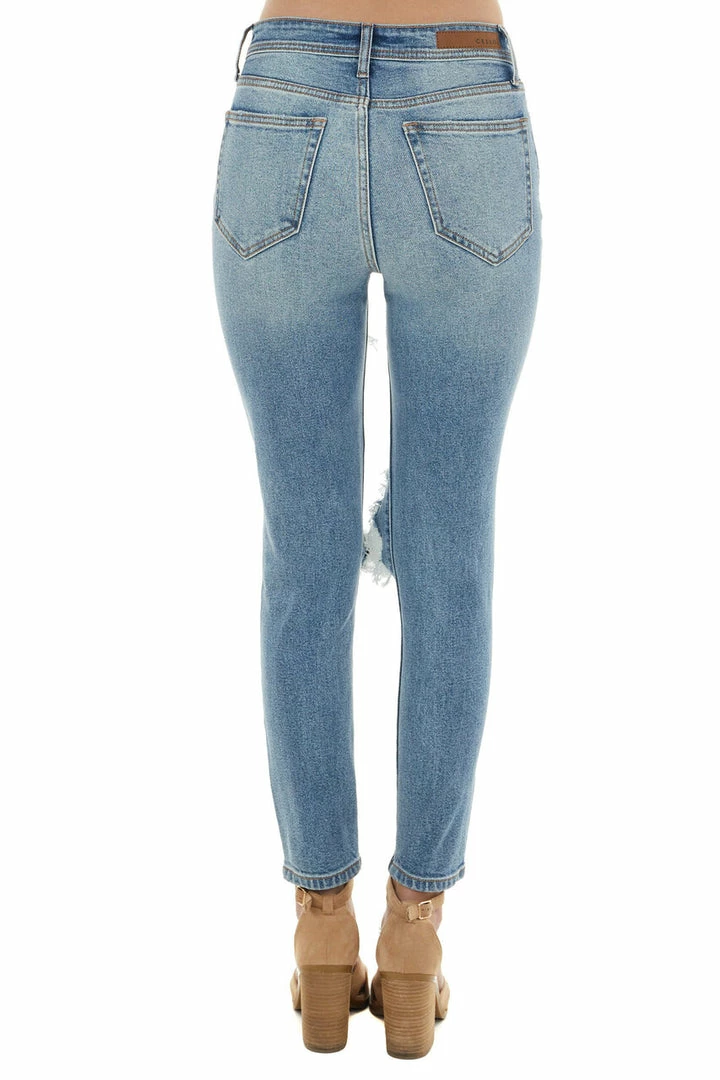 Cello Jeans Medium Wash Heavy Distressed Skinny Jeans Bottoms 5 Cello Jeans Medium Wash Heavy Distressed Skinny Jeans Bottoms