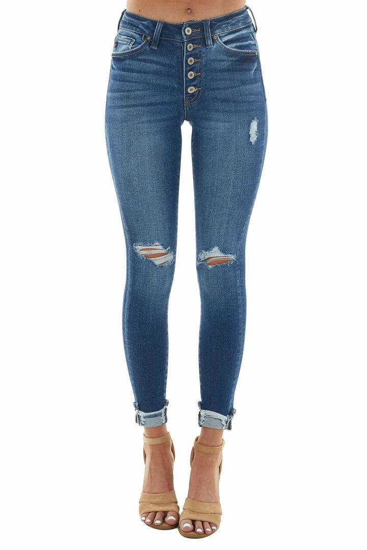 KanCan Medium Wash High Rise Button Fly Skinny Jeans Bottoms 3 KanCan Medium Wash High Rise Button Fly Skinny Jeans Bottoms