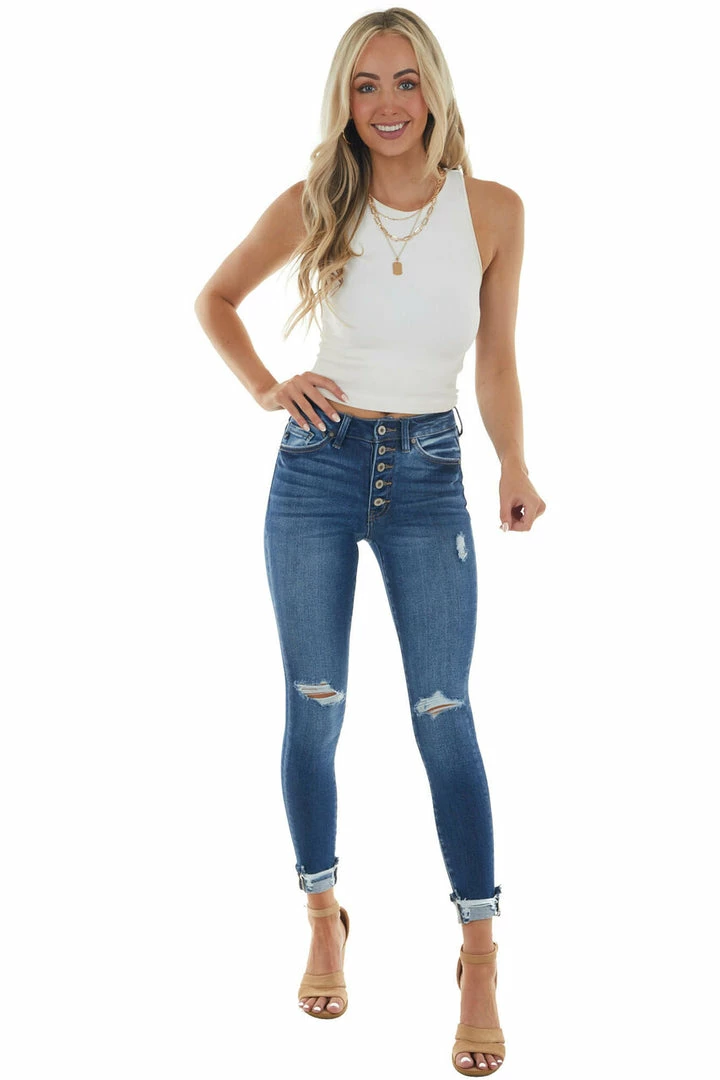 KanCan Medium Wash High Rise Button Fly Skinny Jeans Bottoms 6 KanCan Medium Wash High Rise Button Fly Skinny Jeans Bottoms