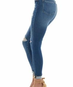 KanCan Medium Wash High Rise Button Fly Skinny Jeans Bottoms